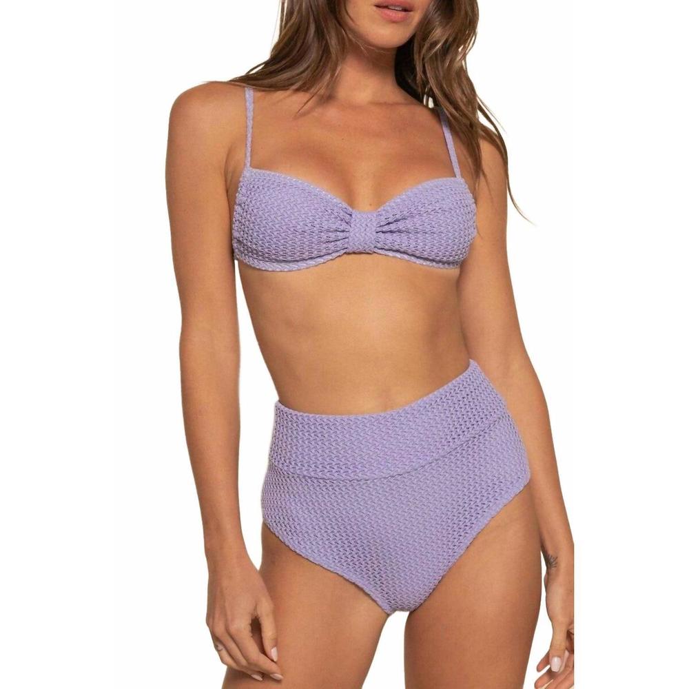 NEW MONTCE added coverage high rise bikini bottom in lavender crochet